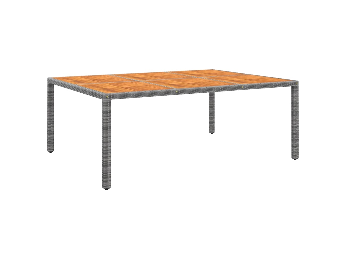 Mesa Jardim | Mesa De Exterior 200x150x75 Cm Madeira De Acácia E Vime Pe Cinzento Lovely Home