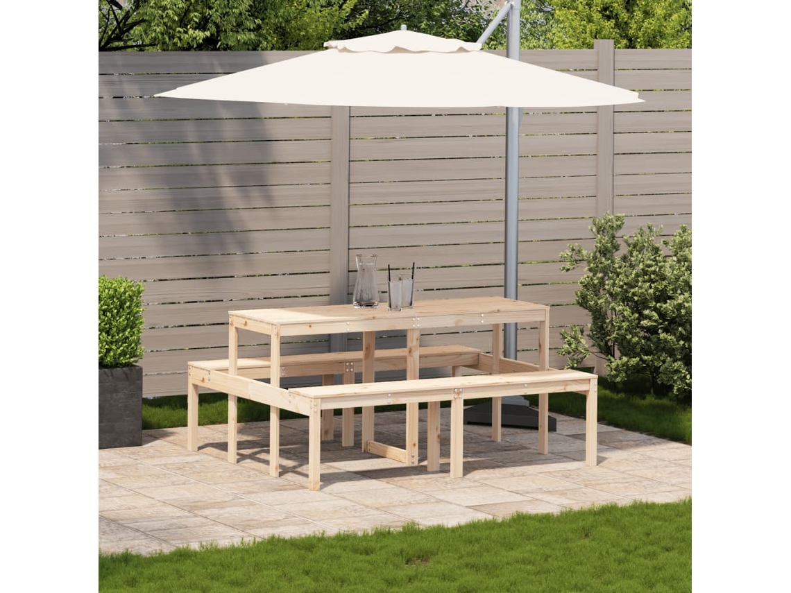 Mesa De Piquenique 160x134x75 Cm Em Madeira De Pinus Maciça