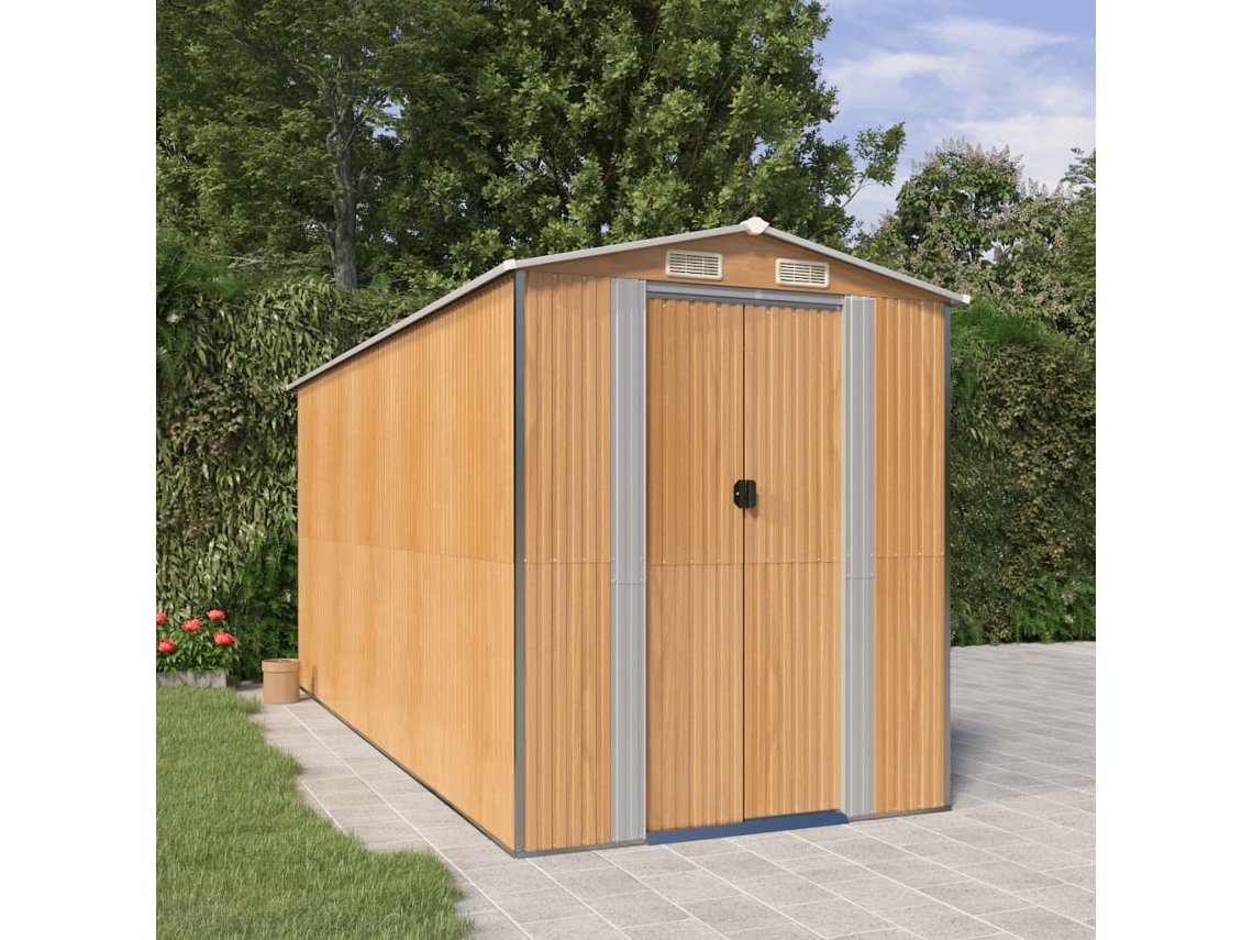 Abrigo de Metal VIDAXL Marrom Aço (192x440x223 cm)