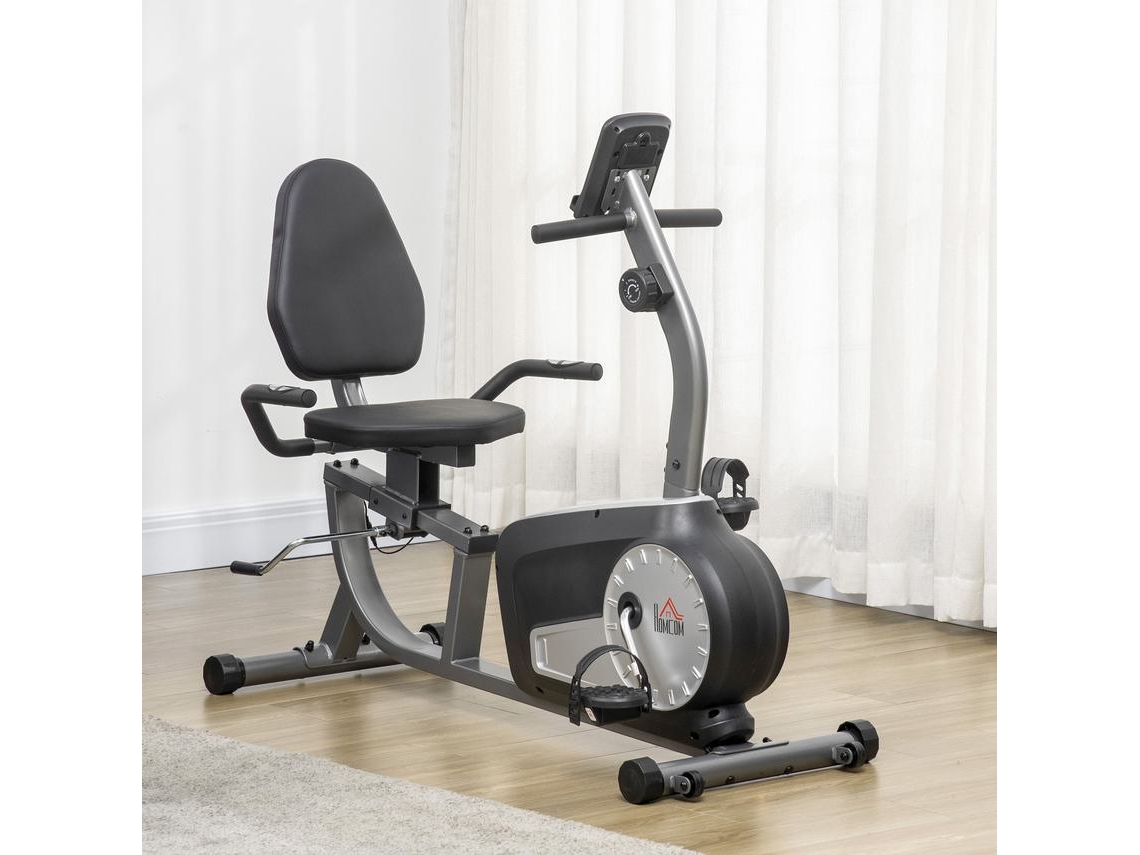 Bicicleta Estática Aço e ABS cor Gris 122-137x62x103 cm HOMCOM