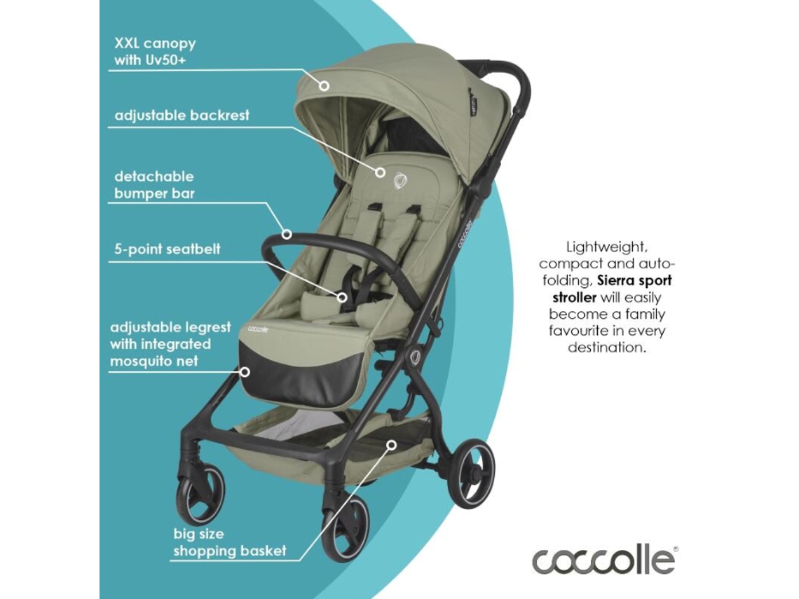 Carrinho de Passeio Auto-Dobrável COCCOLLE Sierra Sage Green