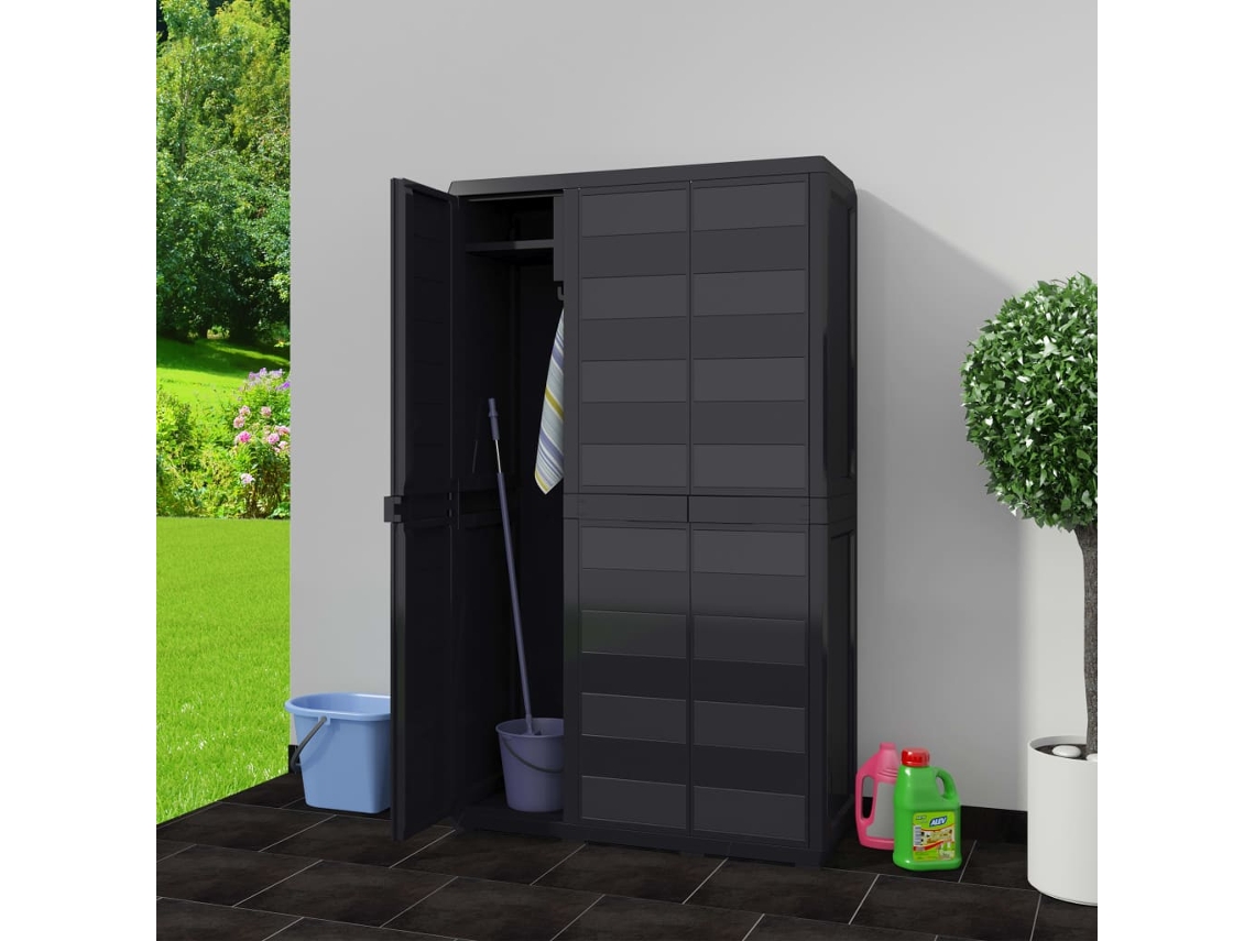 Armário de Exterior VIDAXL Preto Plástico (97x38x171 cm)
