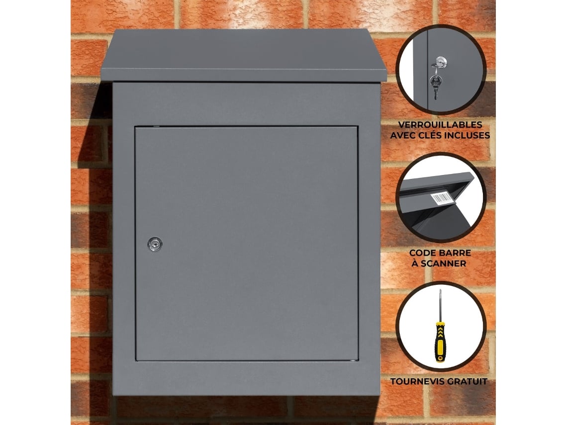 Caixa De Correio - Monstershop - Anti-roubo Cinza, Parede Externa, Fechadura Com Chave