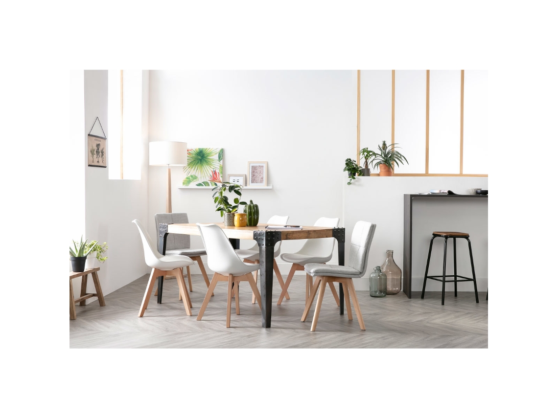 Mesa de jantar industrial em aço e madeira L160 Madison MILIBOO