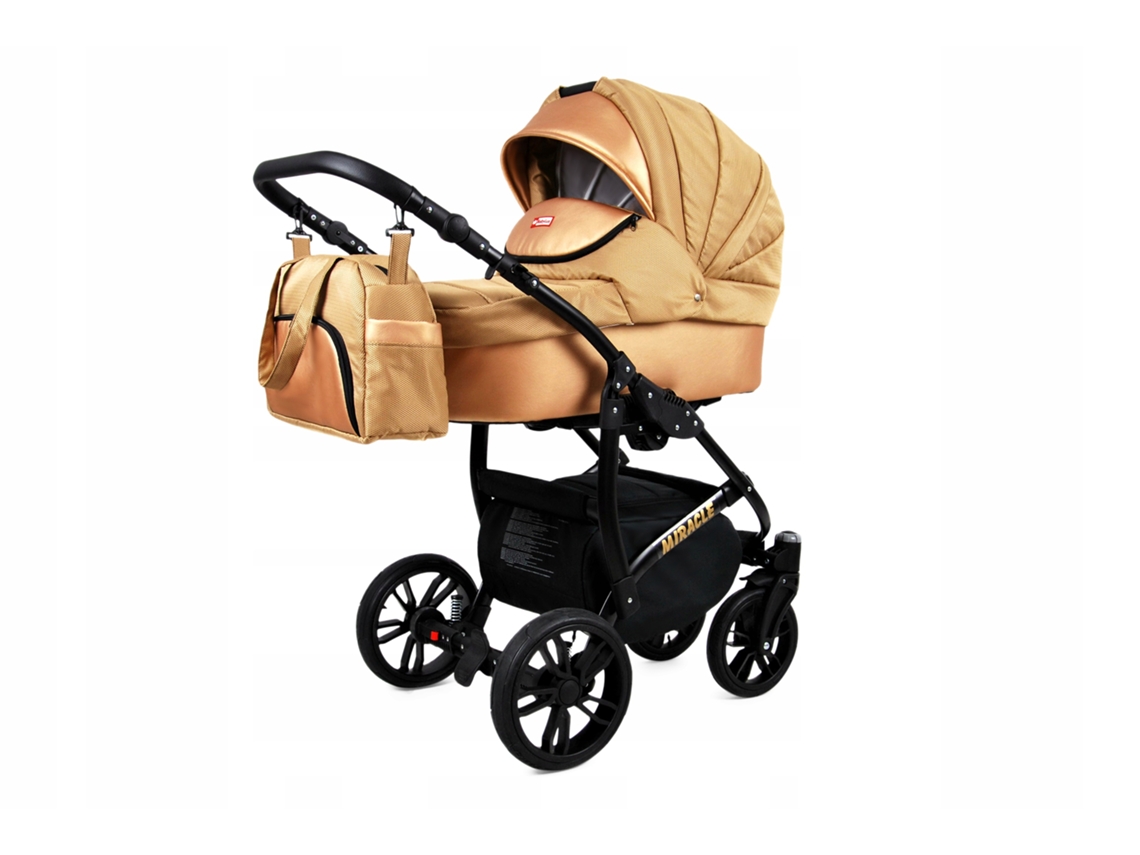 Carrinho de Bebé Multifuncional BABYLUX MIRACLE 4 Em 1 -Gold Braid - Ajustável e dobrável Construção leve em alumínio - Acessórios