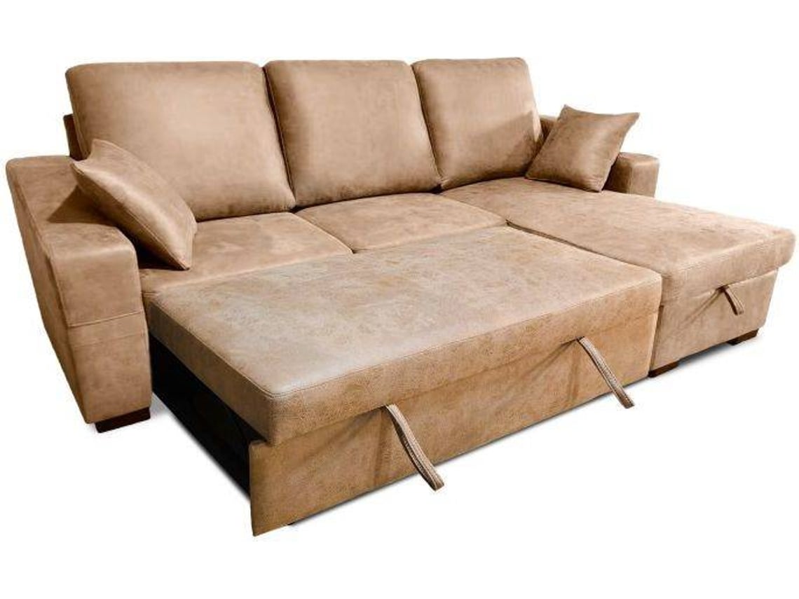 Sofá Cama Con Chaiselongue Edna Piedra 284 X 95 X 82 Cm DUEHOME