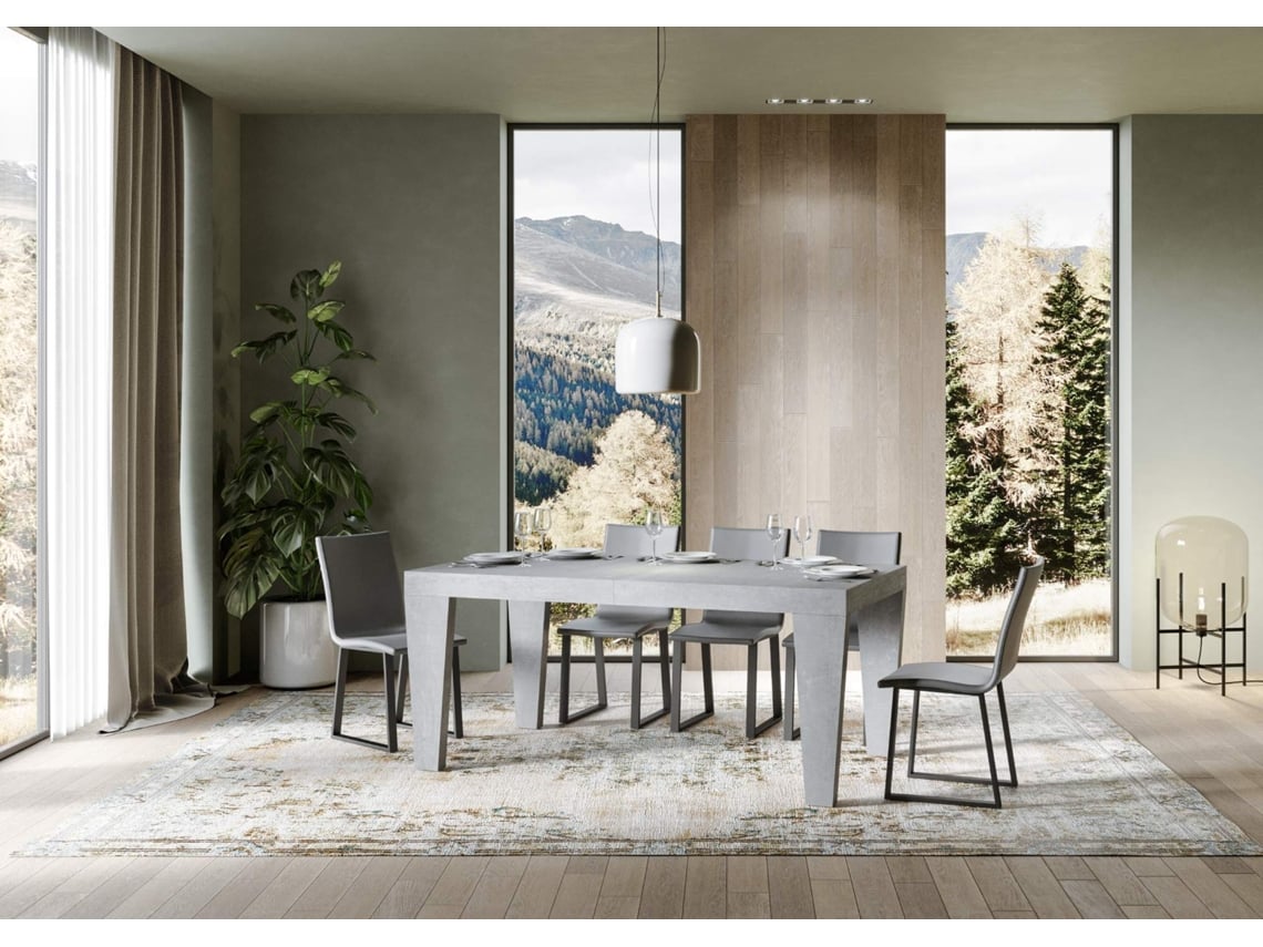 Mesa de Jantar Extensível 90X160/264 Cm Spimbo Premium Cimento ITAMOBY