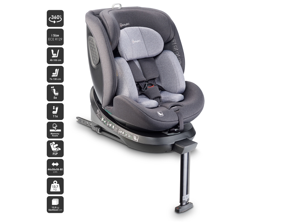 Cadeira Auto I Size 40 150 Cm Babygo Move 360 Grey