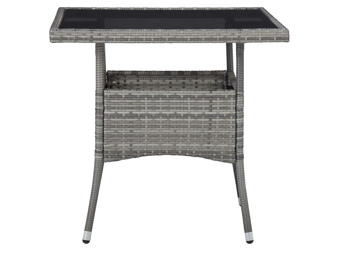 Mesa De Jantar Exterior Vime Pe Vidro 80x80x75cm Cinza
