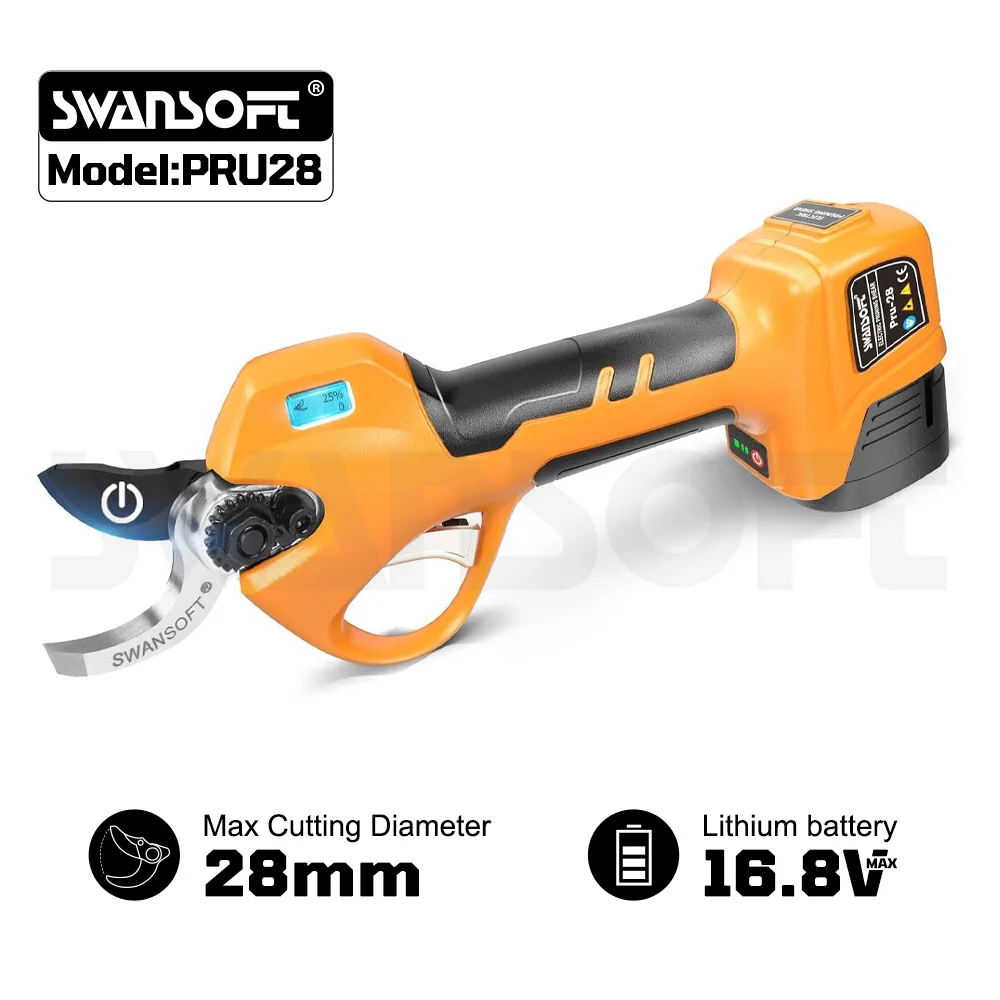 Tesouras De Poda Sem Fio, Motor Sem Escovas, Tecnologia Anticorte, Amarelo, Duas Baterias Oem