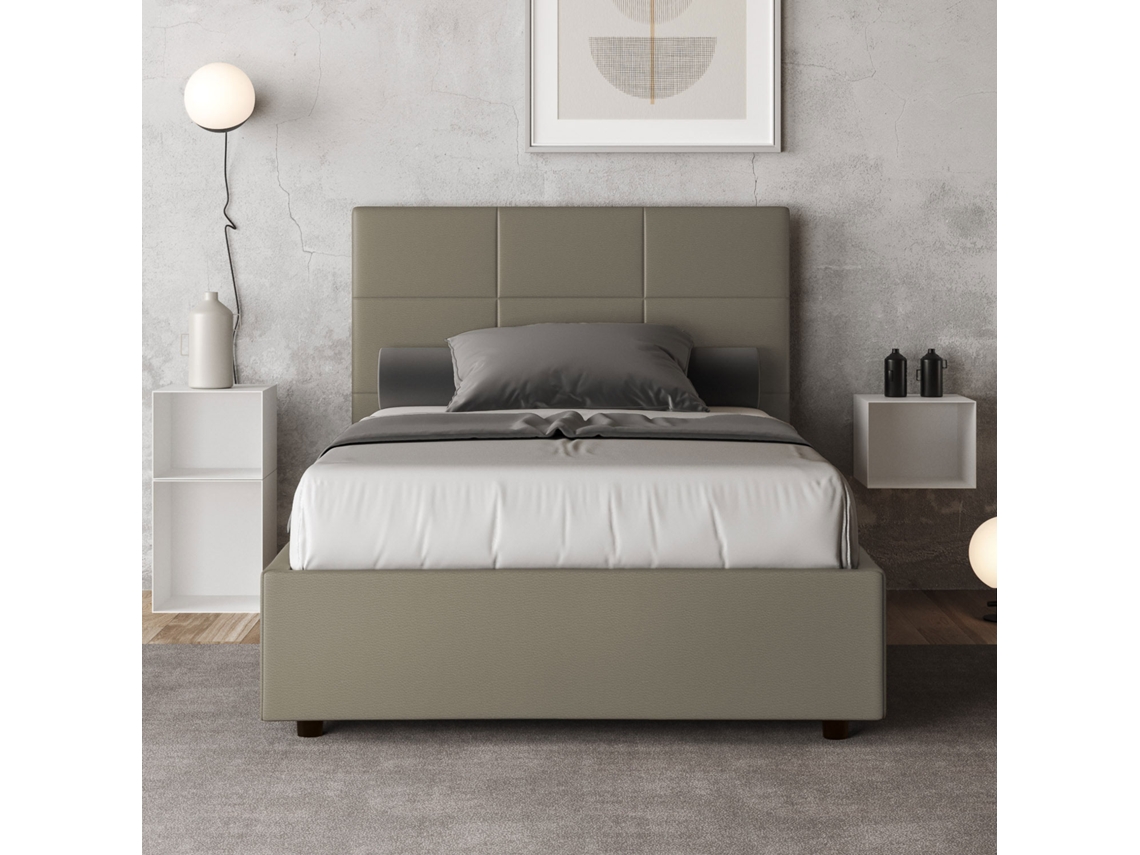 Cama de Corpo e Meio Sem Estrado Estofada MikaITYHOME (120 x 210 cm - Painéis de Melamina e Couro Sintético)