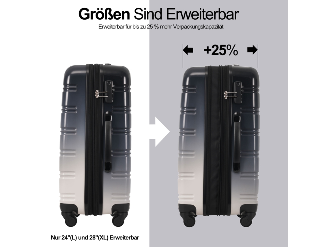 Mala De Viagem 4 Rodas, Abs, Com Cadeado De Combinação, Gradiente Preto E Cinza, 41,5x27,5x59 Cm Haochrymec