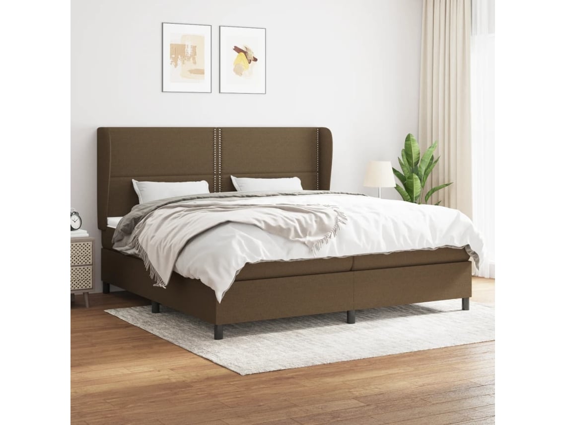 Cama box spring VIDAXL Marrom Tecido (200x200 cm)