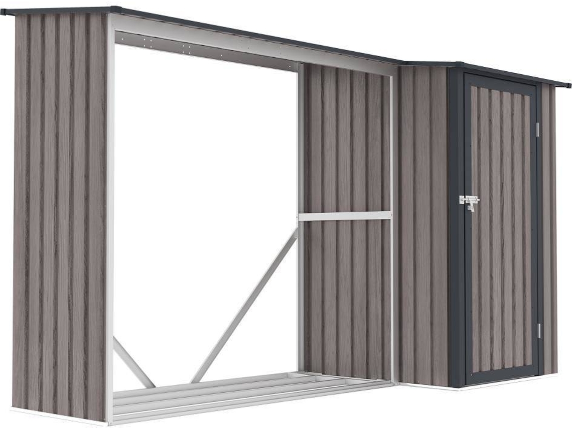 Abrigo para Lenha VENTE UNIQUE Dorwood (Cinzento e Castanho - Metal - 272x100x159 cm)