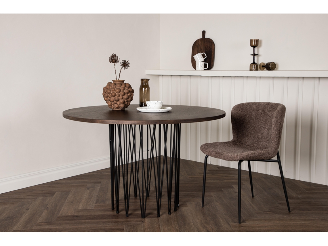 Mesa de Jantar FURNLUX CLASSIC Stone Castanho Madeira de Engenharia 120X120X74 Cm