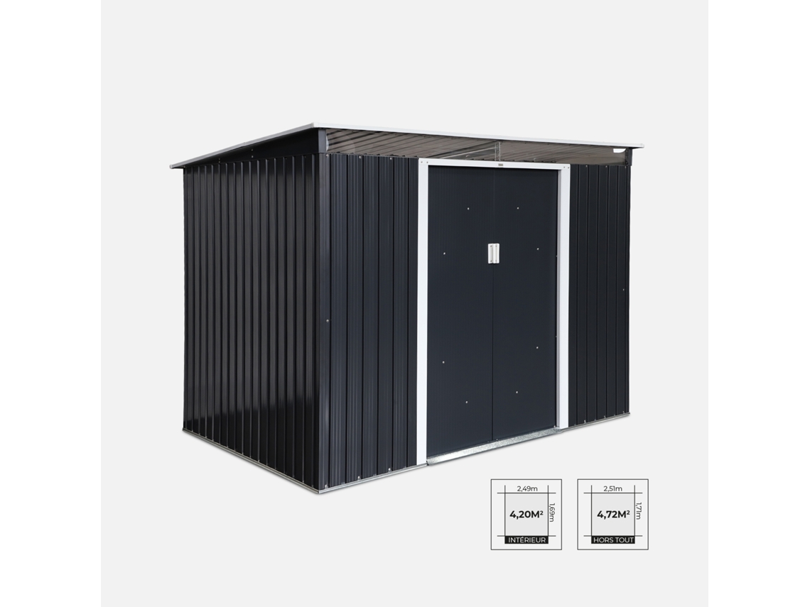 Galpão Metálico Para Jardim 4,85m2 Com Claraboia, Antracite Sweeek