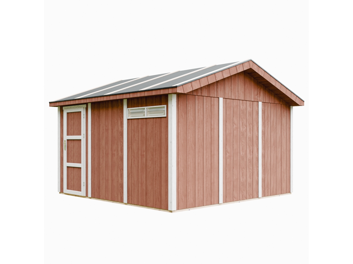 Garagem de qualidade premium 13 m² C378 x C412 cm Timbela M990b Vermelho Redwood