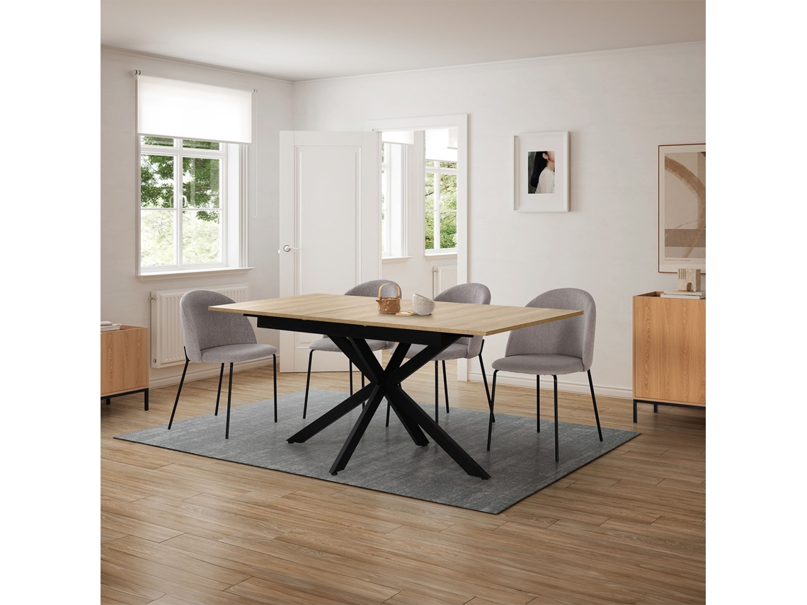 Mesa De Jantar Extensível Prato Cor Carvalho, 140 180 Cm Vs Venta Estoque