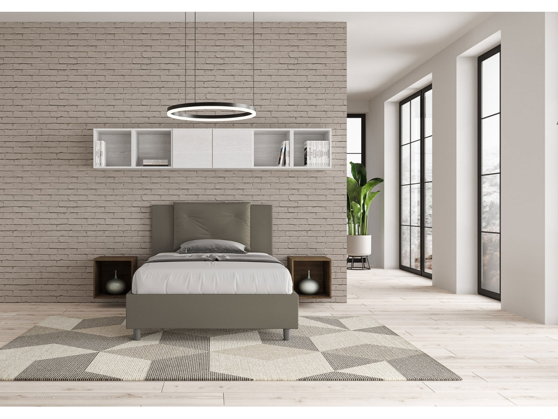 Cama de Corpo e Meio Con Estrado Estofada AppiaITYHOME (120 x 210 cm - Painéis de Melamina e Couro Sintético)