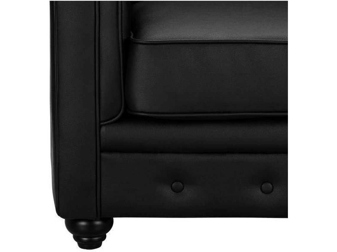 Poltrona Clássica Chesterfield VENTE-UNIQUE (Preto - Pele sintética - 82x78x72 cm)