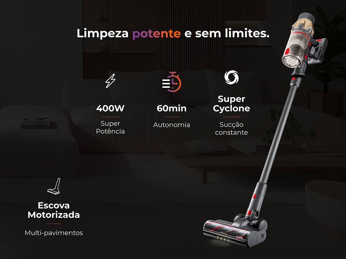 Aspirador Vertical FLAMA Pro Force 60 1645FL (Autonomia: 60 min - 400W - 600 ml)