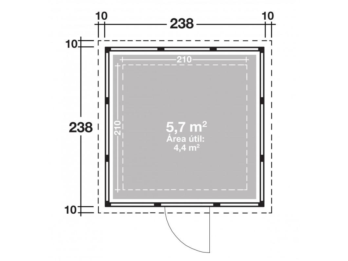 Abrigo de Jardim metálico NH4 | Cinza Claro | 238 x 238 - NOVO HABITAT