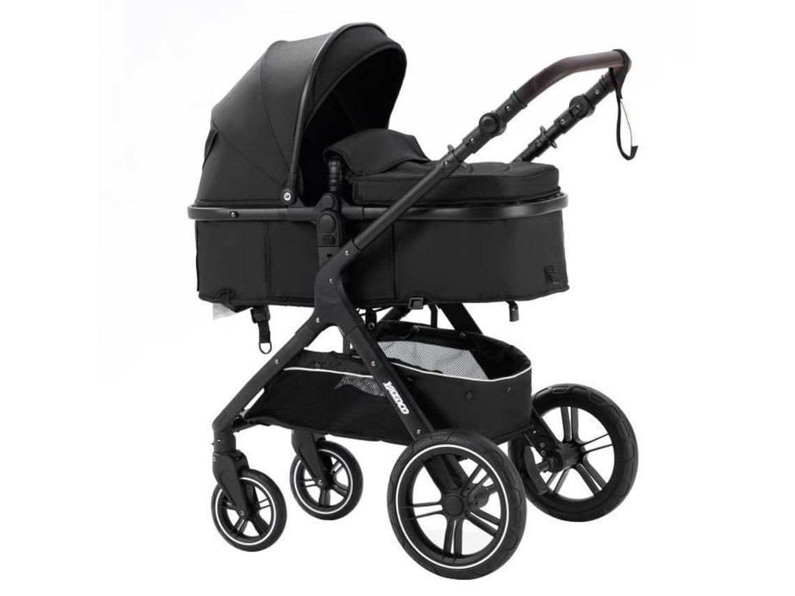 Carrinho de bebê Yazoco 3 em 1 com berço e cadeirinha para carro até 15 kg, preto