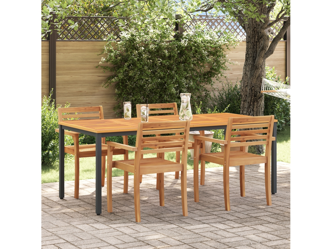 Mesa De Jantar Retangular Para 6 Pessoas Vidaxl Castanho Metal