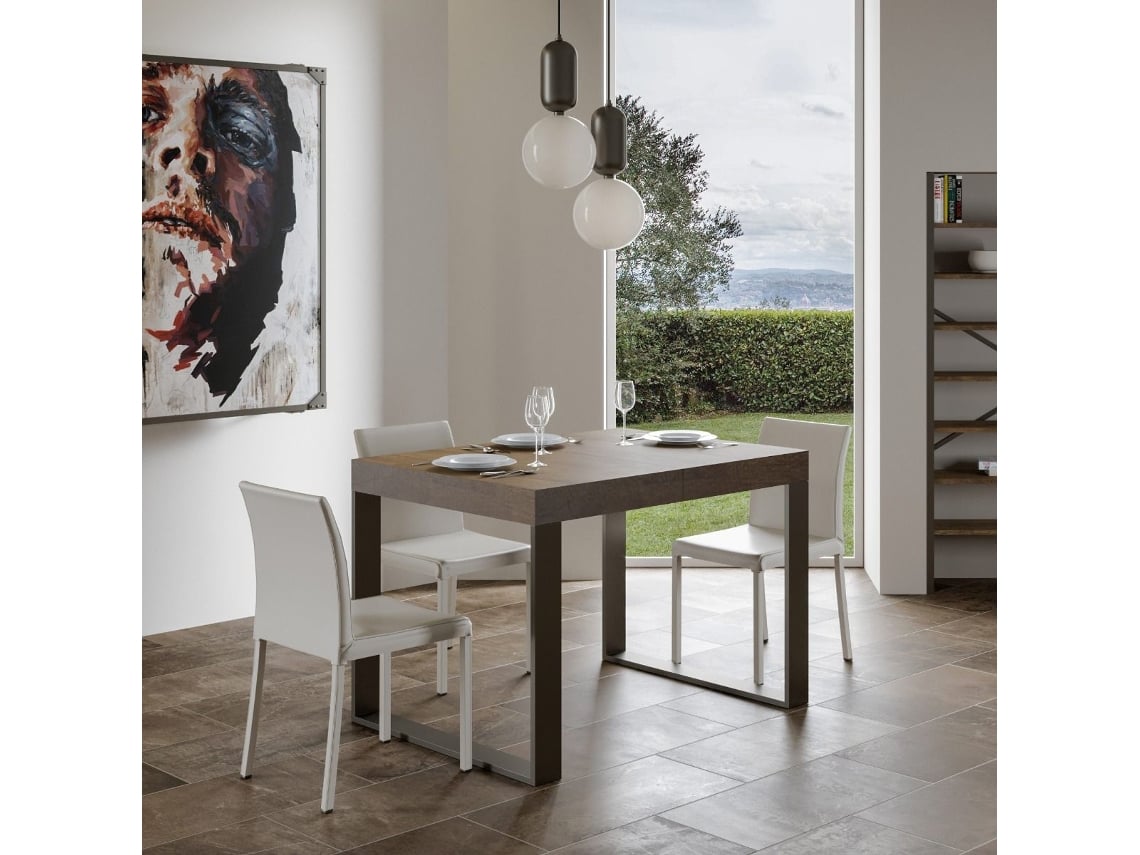 Mesa de Jantar Extensível 140X90/244 Cm Tecno Premium Nogueira Quadro Antracite ITAMOBY