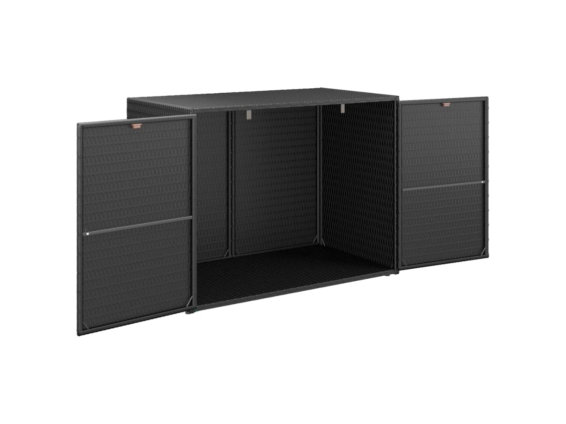 Armário de arrumação p/ jardim 100x55,5x80 cm vime PE preto PANGSHIYUAN