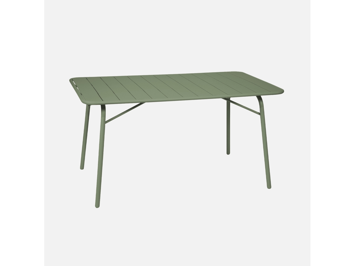 Mesa De Jardim Dobrável De Metal Com 6 Cadeiras, Verde Sweeek