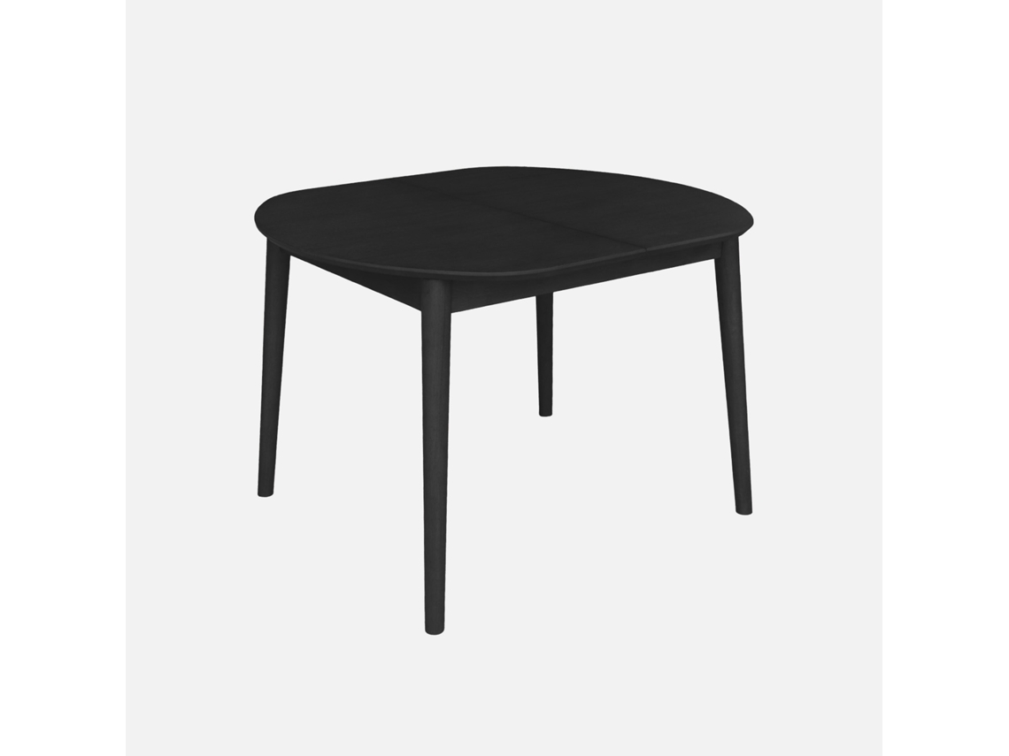 Mesa De Jantar Oval Extensível Madeira De 4 6 Lugares, Preto Sweeek