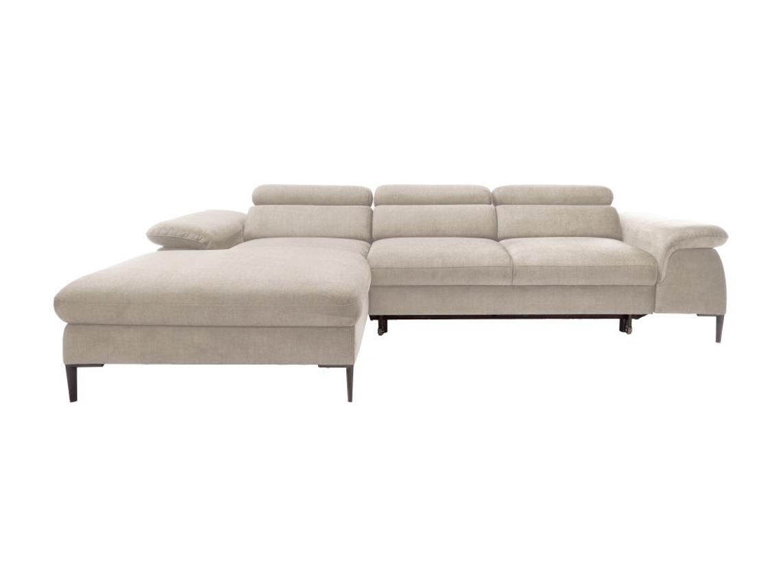 Sofá-Cama de Canto Esquerdo em Veludo Bege Sepina de PASCAL MORABITO (75 x 288 x 182 cm)