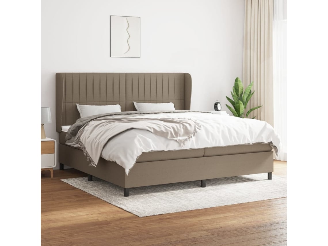 Cama box spring VIDAXL Cinzento-acastanhado Tecido (200x200 cm)