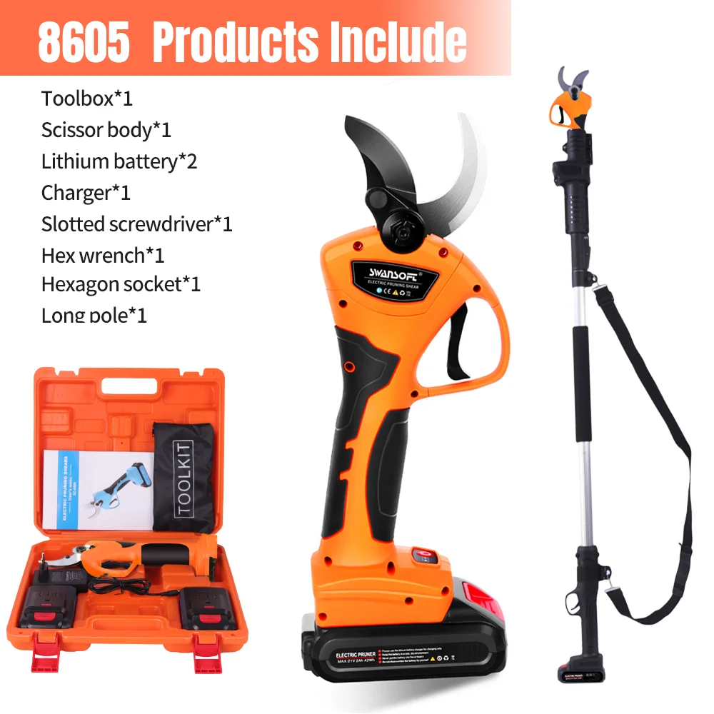 Tesouras De Poda Elétricas, Até 40mm De Diâmetro De Corte, Bateria De Lítio De 21v,podador Com Mastro Oem