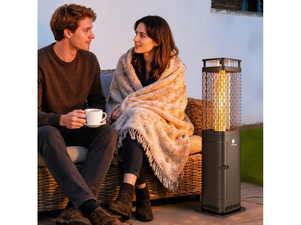 Aquecedor De Pellets Para Exterior Metal E Vidro Cor Preto 26x26x95 Cm Outsunny