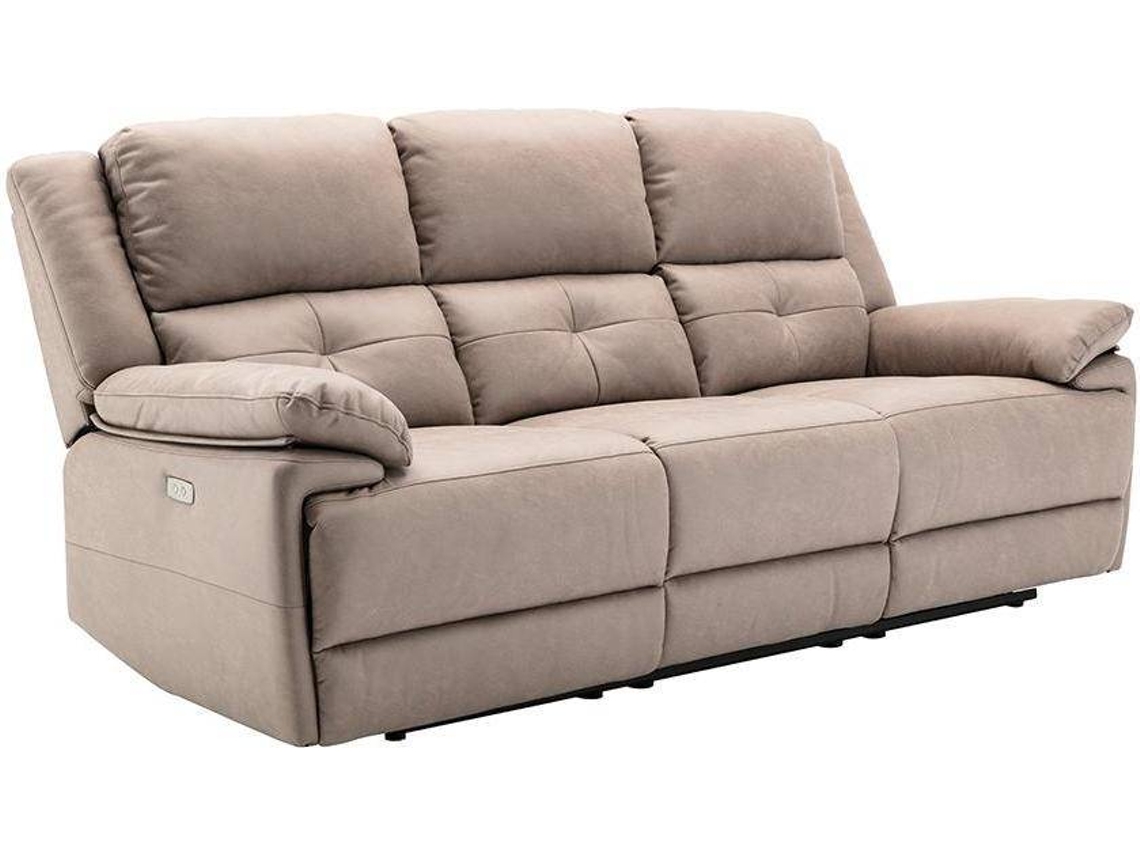 Sofá Relax Dolene VENTE-UNIQUE (Taupe - Tecido e Veludo - 217x93x101 cm)