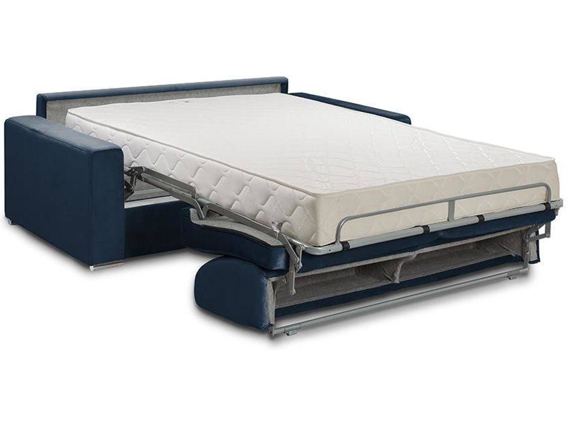 Sofá Cama Calife VENTE-UNIQUE (Azul Escuro - Tecido e Veludo - 170x94x85 cm/Dimensões da cama: 140-159 cm)