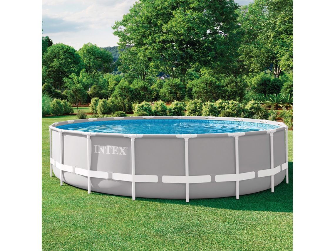 Piscina Tubular INTEX Prisma Frame Redonda Cinza (6 pessoas - 549x122cm - 24.311L)