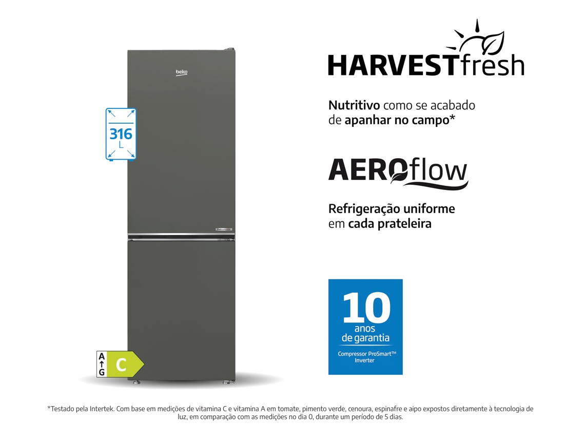 Frigorífico Combinado BEKO B5RCNE366HG (No Frost - 186.5 cm - 316 L - Inox)