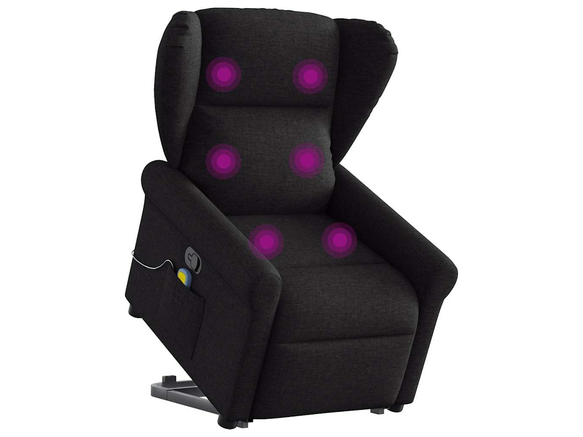 Poltrona De Sala | Cadeira | Poltrona De Massagens Reclinável Elevatória Tecido Preto Wsd553654 Lovely Home