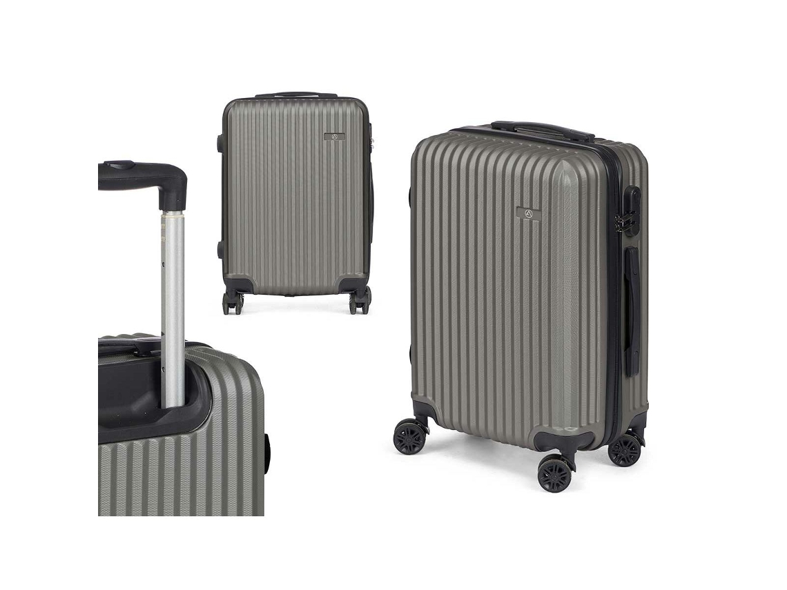 Mala de Cabine Cinzento Escuro 38 X 57 X 23 Cm Riscas BIGBUY HOME