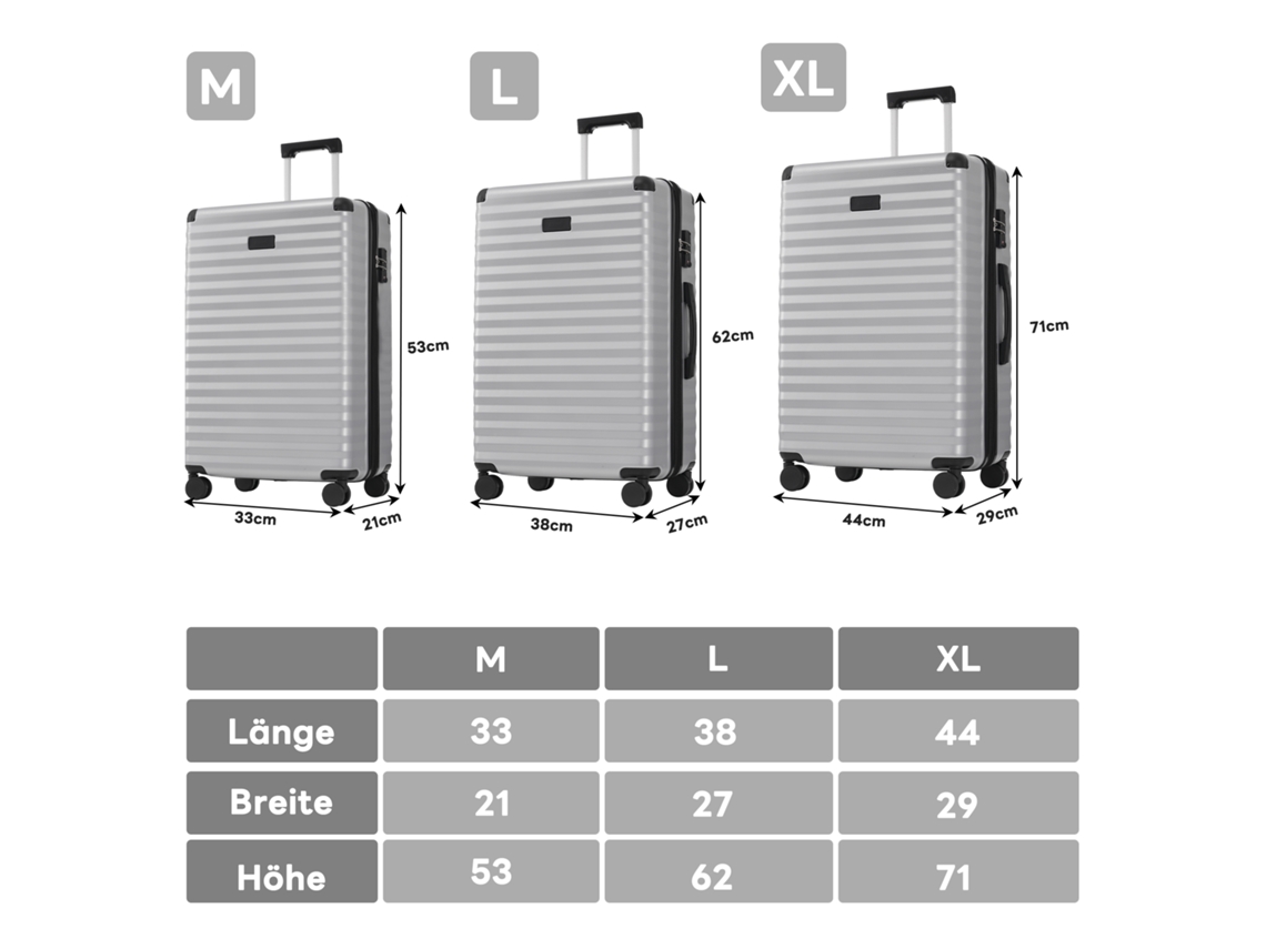Conjunto De Malas Mlxl Expandível,abs,tsa,rodas Duplas 360 Degree,cantos Reforçados,suporte Para Copo Retrátil Mega Echo Trade Shop
