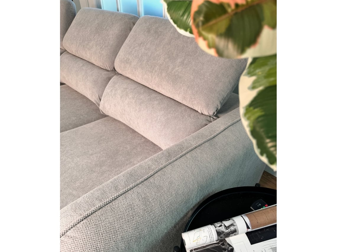 Sofá Cama 3 Lugares BUDWING Morgan Cinzento + Chaise c/ Arrumação Integrada (236 x 148 x 95 cm - Reversível Lado Direito/Esquerdo)
