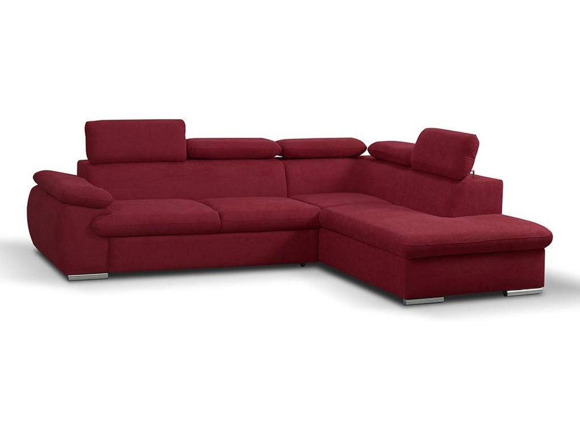 Sofá Cama Fabien VENTE-UNIQUE (Vermelho - Tecido e Veludo - 271x221x96 cm/Dimensões da cama: 120 – 139 cm)