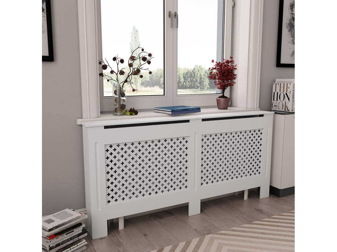 Conjunto de 2 capas para radiador, 172 x 19 x 81,5 cm, em MDF branco, Haochrymec