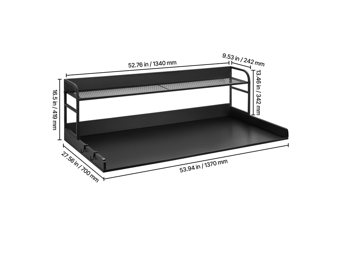 Máquina De Lavar E Secar Roupa De Bancada Succebuy Com Prateleira De Madeira Preta De 54 X 27 Polegadas