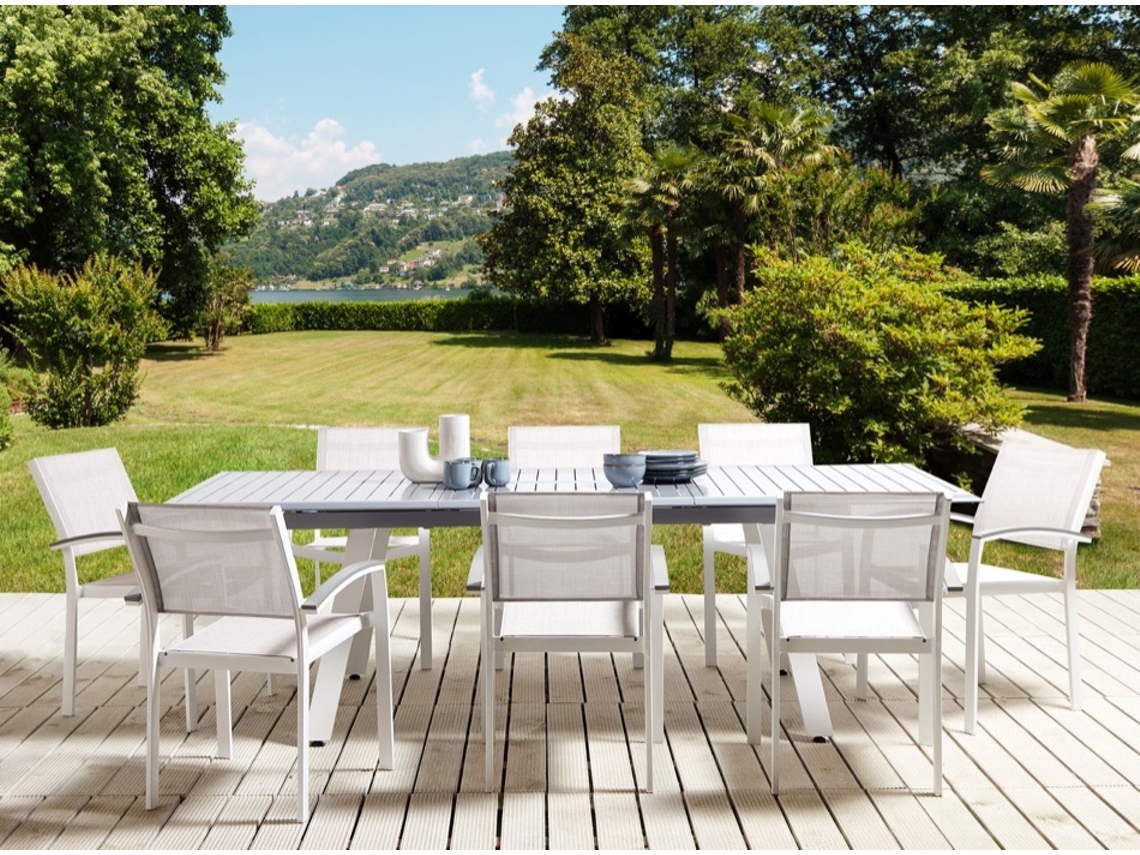 Conjunto de refeição para 8 BELIANI Pereta de Alumínio Cinzento 220x90x74