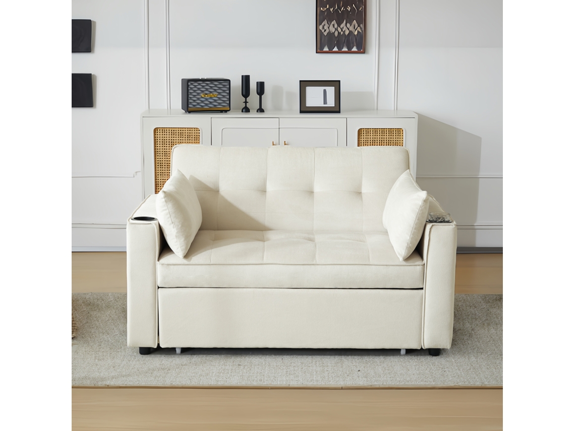 Sofá Cama Dobrável Multifuncional Com Porta Copos E Travesseiro, Ideal Para Sala De Estar, Quarto, Apartamento E Home Theater Pangshiyuan