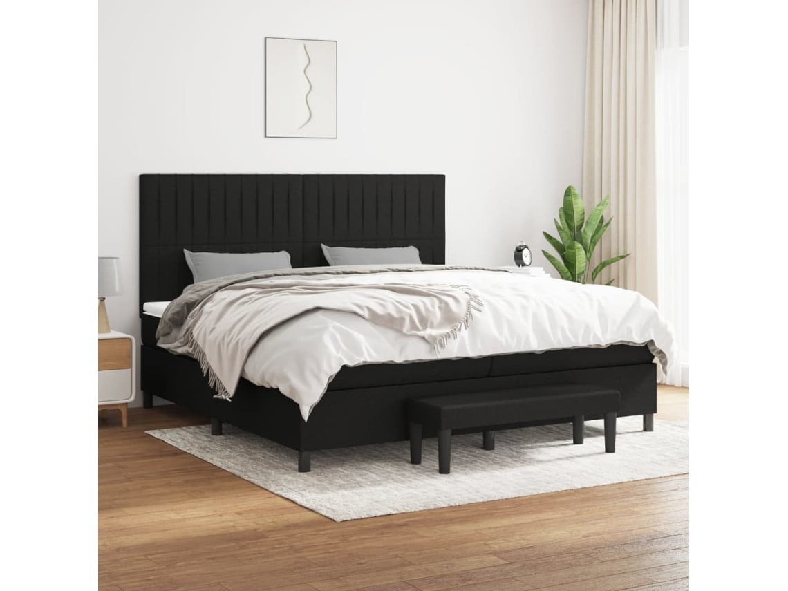 Cama box spring VIDAXL Preto Tecido (200x200 cm)